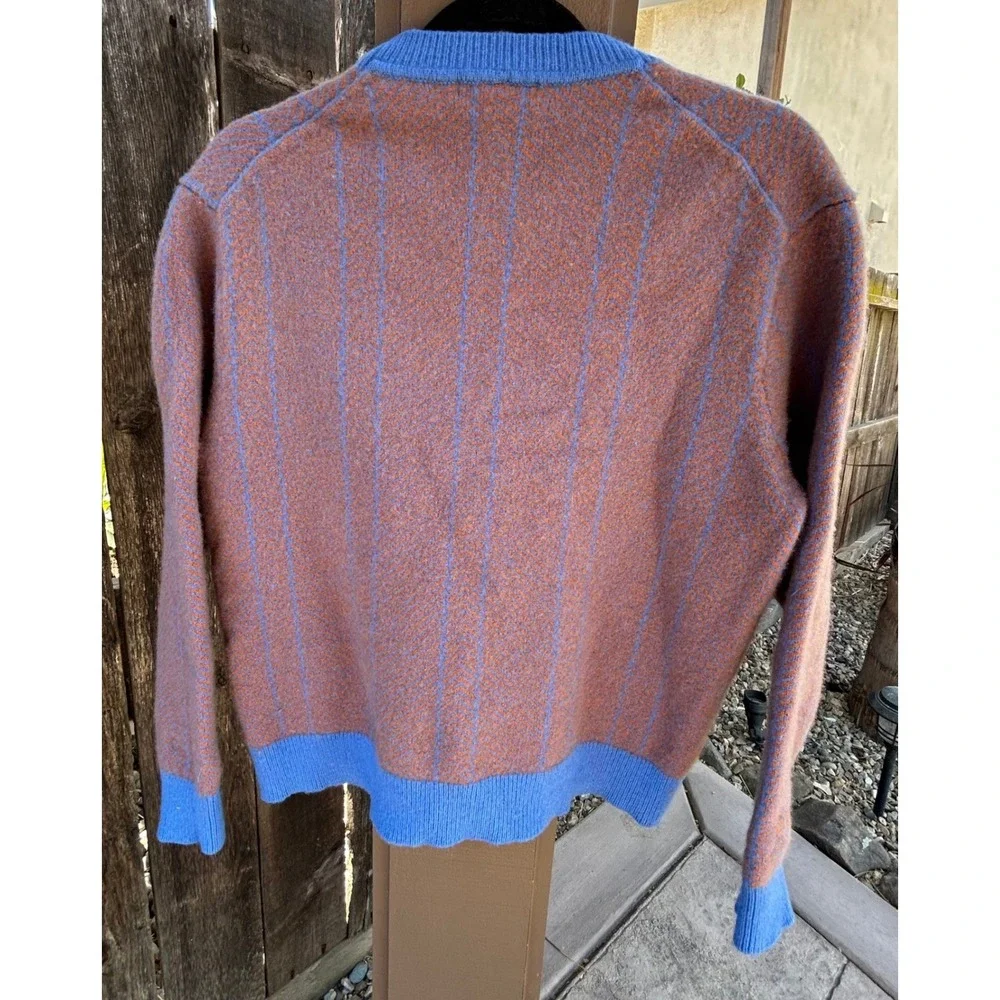 UNIQLO JW Anderson Lambswool Herringbone Sweater Unisex L Blue Brown Wool